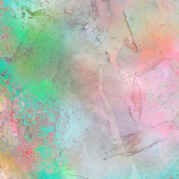 Original Decollage Painting Gallery Wrap Canvas Epoxy Resin Mixed Media, 12x12" - Picture 7 of 8